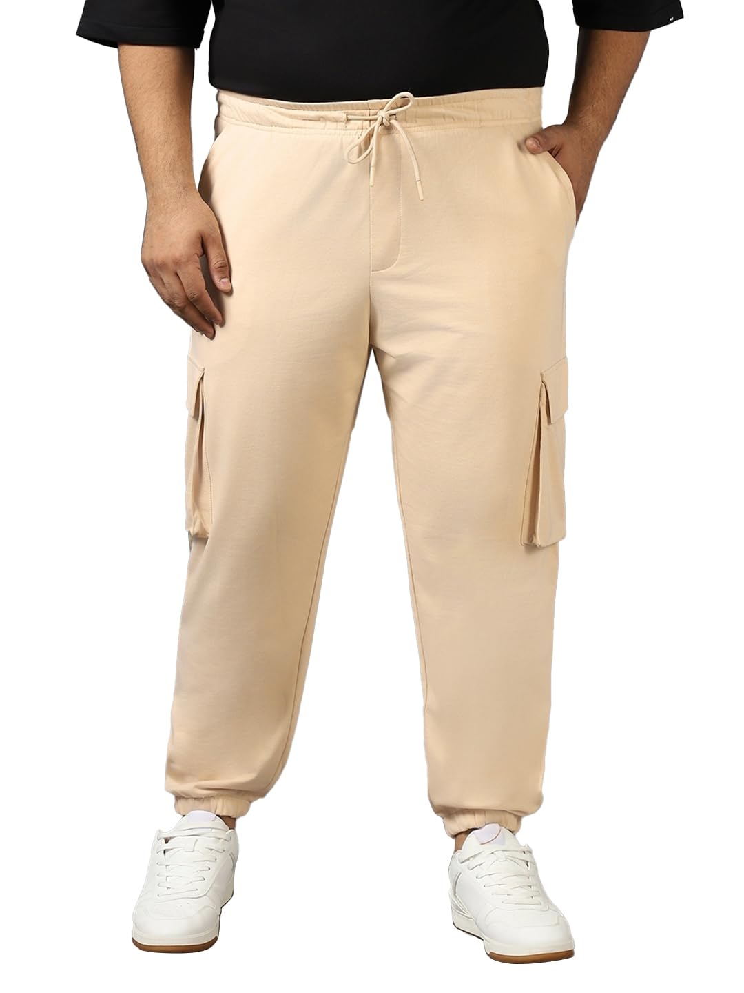 Bewakoof Air 1.0 Mens Solid Oversized Plus Size Joggers_604211_Brown_5XL