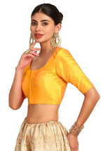 Soch Womens Mustard Art Silk Princessline Cut Padded Blouse