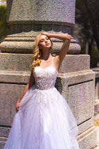 Lara 51042 - Sheer Bodice Lace Bridal Ballgown OUTLET