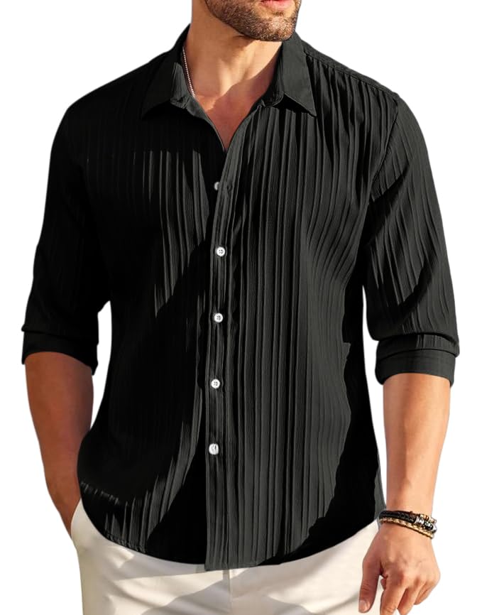 ROYALSCOUT Mens Cotton Blend Full Sleeve Short Kurta Featuring Mandarin Collar Perfect for Ethnic Styling, Work Gatherings, or 