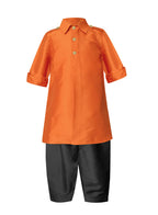 A.T.U.N. (All Things Uber Nice) Baby-Boy'S Regular Pathani Suit (Bkls Pts_Orange-Black 0-3 Months)