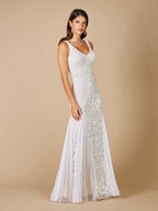 Lara Greta Beaded V-Neck Tulle Wedding Dress with Contrast Lining