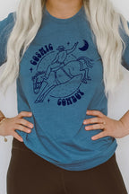 Cosmic Cowboy Space Horse Moon Graphic Tee T-Shirt