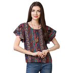 OOMPH! Womens Formal Crepe Tunic Top - Multicolor