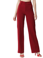 KOTTY Womens Solid Polyester Blend Cherry Maroon Trousers (Cherry Maroon,30)