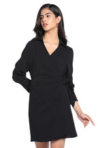 Dennis Lingo Dl Woman Polyester Blend Wrap Knee-Length Dress Black