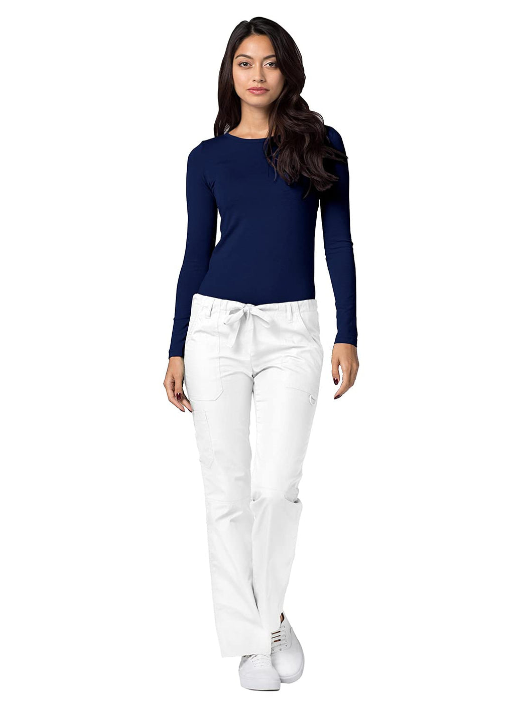 Adar Underscrubs for Women 2 Pack - Long Sleeve Underscrub Comfort Tee - 2902 - Navy - S