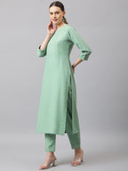 Anni Designer Women'S Cotton Blend Straight Solid Kurta With Pant & Dupatta (Sundari)