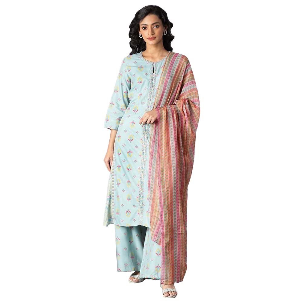 W For Woman Women'S 100% Viscose Kurta, Parallel Pant & Dupatta (22Fews17485