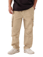 The Souled Store Solids: Creamy Beige Men and Boys Straight Fit Cotton Parachute Pants