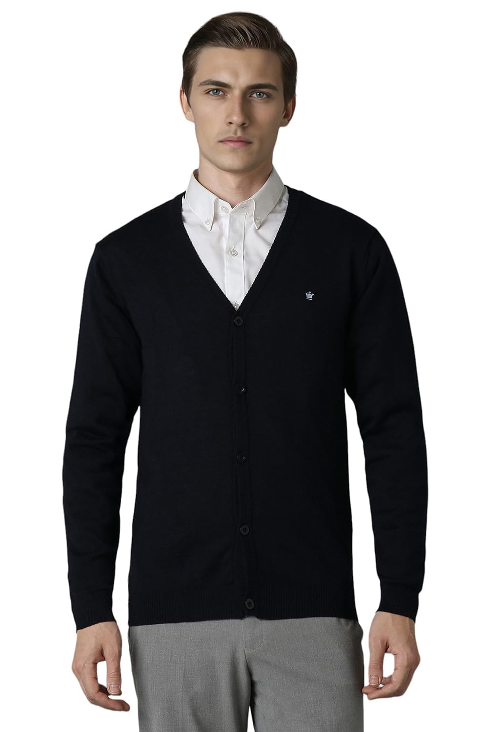 Louis Philippe MenS Acrylic Blend Shawl Neck Sweater (Lpswmrgfg81092_Black