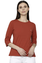 Allen Solly Women Regular Fit Solid Cotton T-Shirt