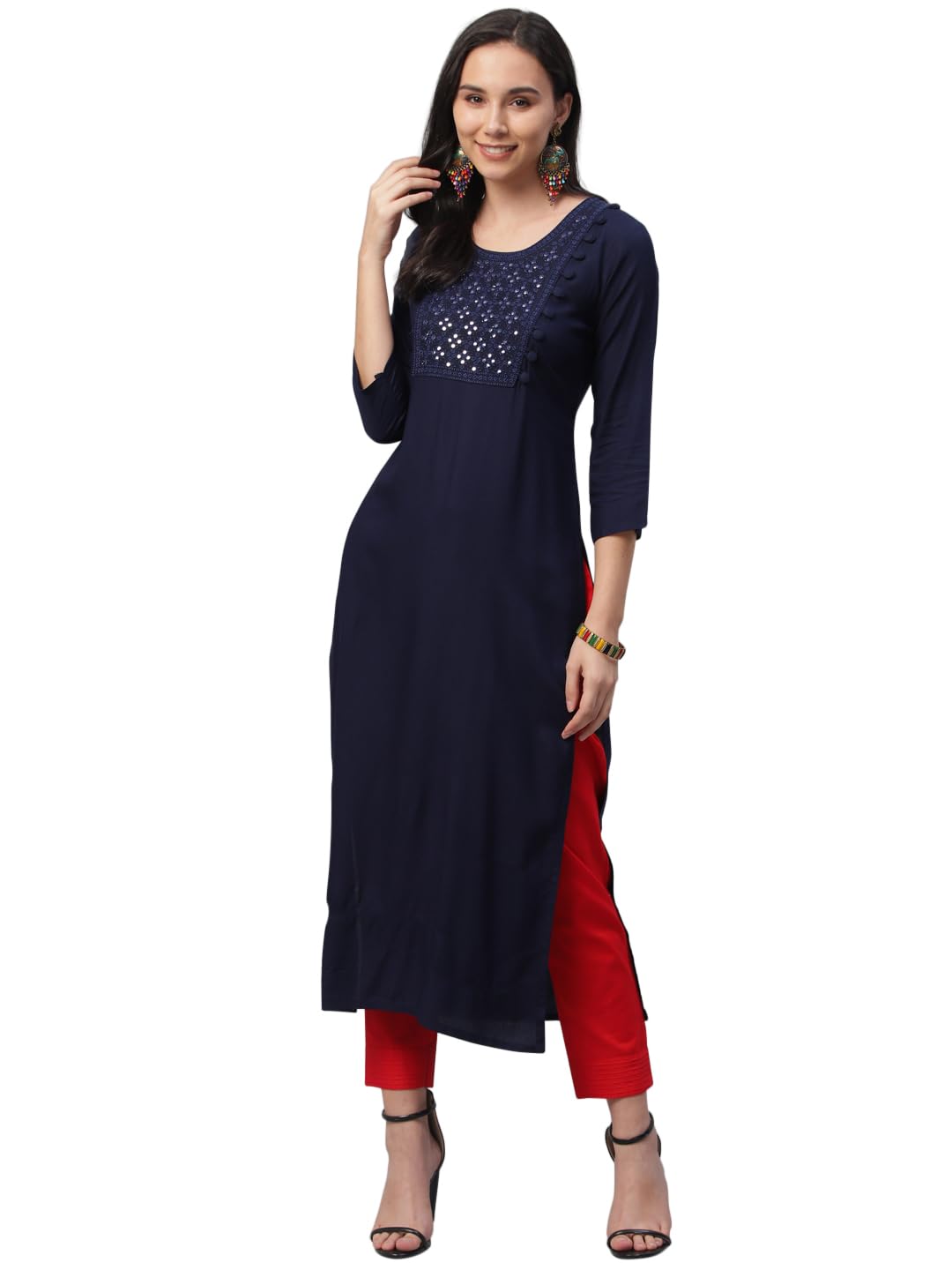 Libas WomenS Viscose Rayon Regular Kurta (9057F_Blue