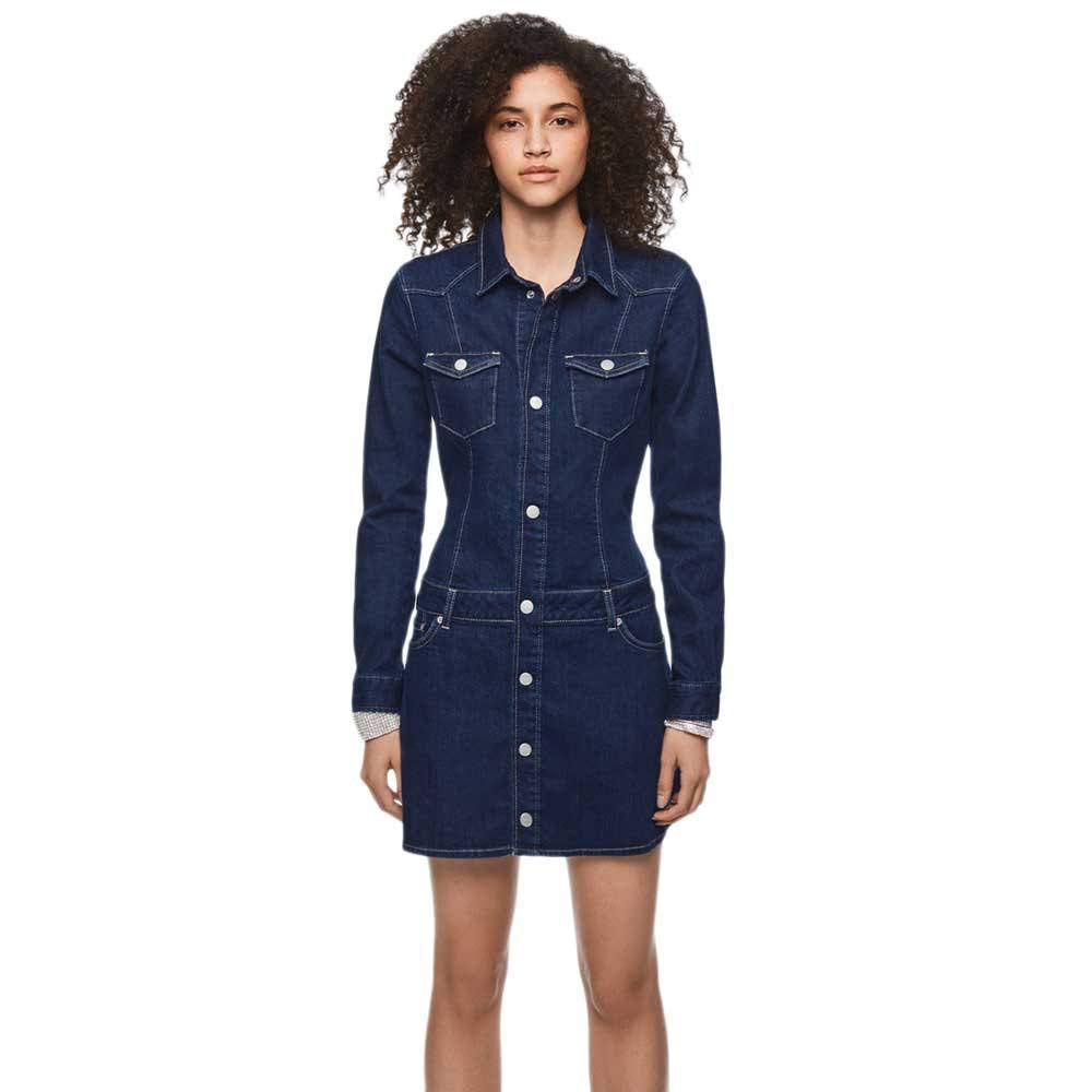 Pepe Jeans WomenS Cotton Classic Knee-Length Dress (Pl952610_Blue_Xs), Casual Dress