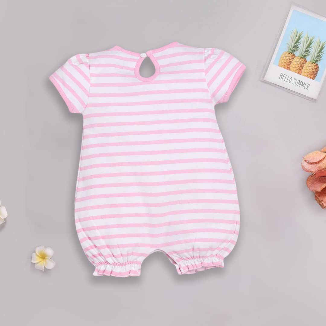 BabyGo Half Sleeves Baby Romper| 100% Cotton Rompers for New Born Baby| Baby Dress | Sleepsuit for Baby Girls| Onesies| 0-3M| 3-
