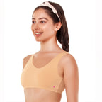 Enamor Womens Wide Strap Stretch Cotton Non-Padded Antimicrobial Beginners Pop-on Wireless Teenager Bra Full Coverage Bra - BB0
