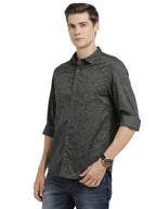 Turtle Men 100% Cotton Slim Fit Grey Printed Full Sleeve Casual Shirt