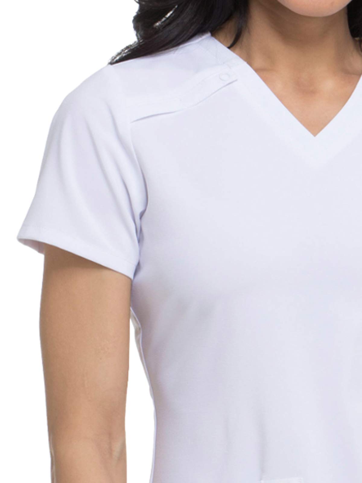 Dickies EDS Essentials Scrubs, V-Neck Womens Tops with Four-Way Stretch and Moisture Wicking Plus Size DK615, 3XL, White
