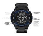 Skechers Men's Keats Digital Chronograph Watch, Color: Black/Blue (Model: SR1035)