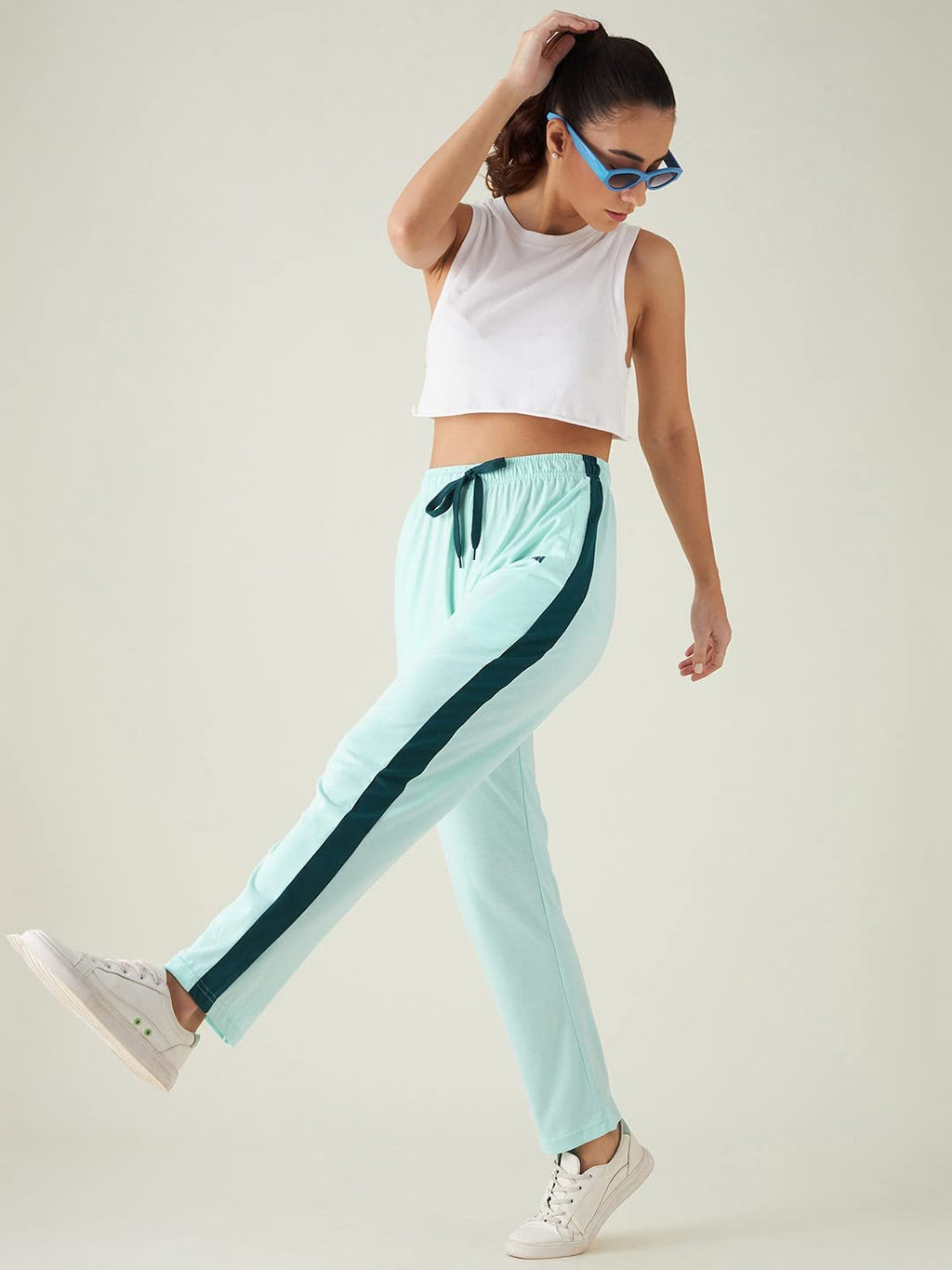 Modeve Striped Women Blue Track Pant
