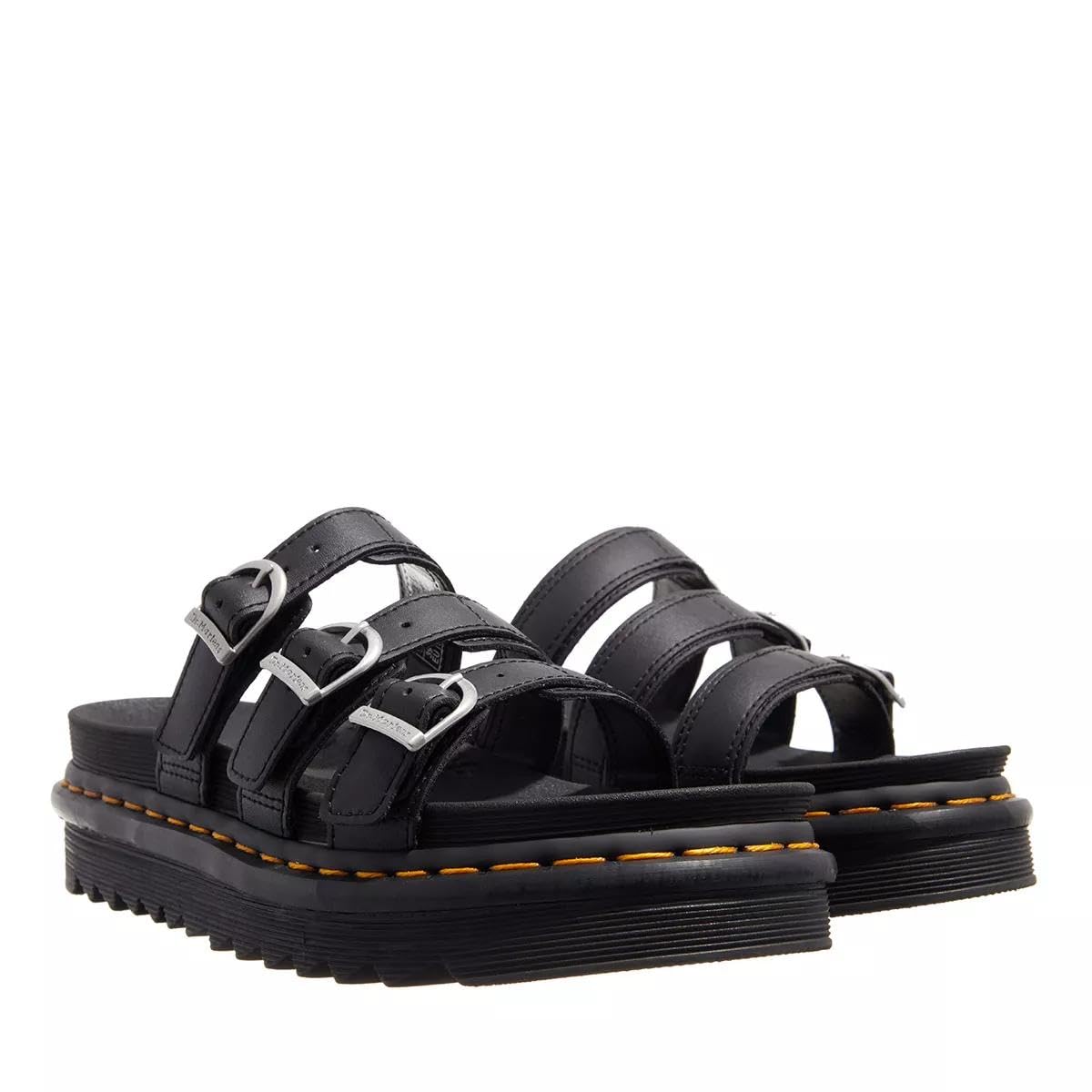 Dr. Martens Women's Slide Sandal, Black Hydro Leather, 7