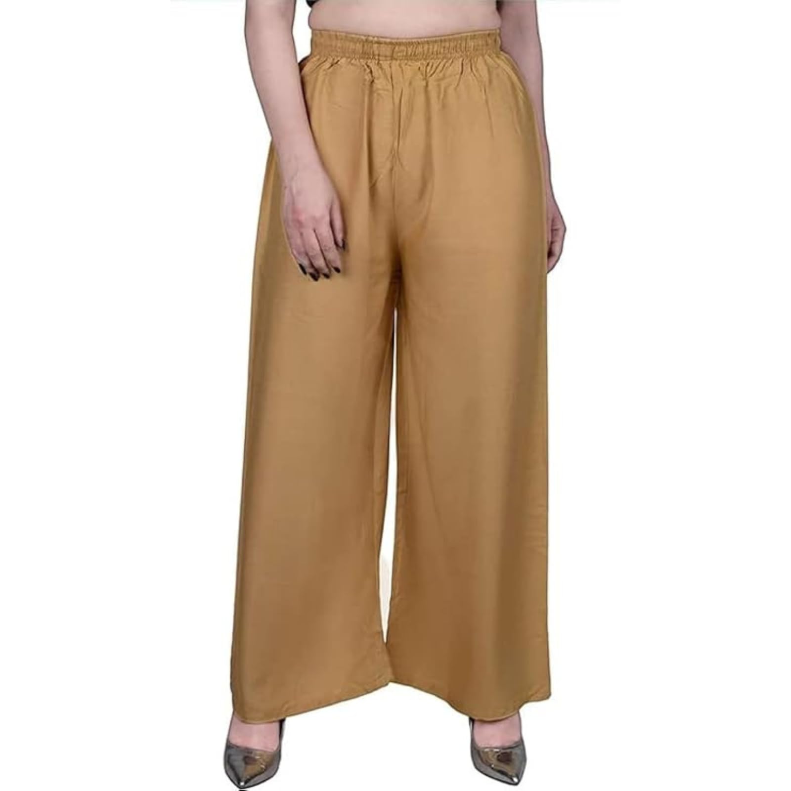 Fashion Gallery WomenS Rayon Relaxed Fit Palazzo Pants With Full Length Pull On Closure And Elasticated Flexible Waist|Palazzo 