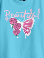 Bon Organik Girls Regular Fit T-Shirt (BON11926_Sky Blue