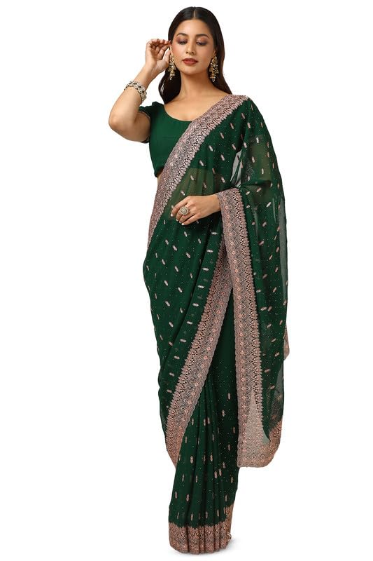 Soch Women Georgette Work Saree with Zari Embroidered