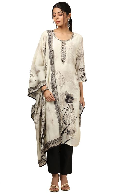 Soch Women Muslin Floral Print Suit Set with Mirror & Cutdana