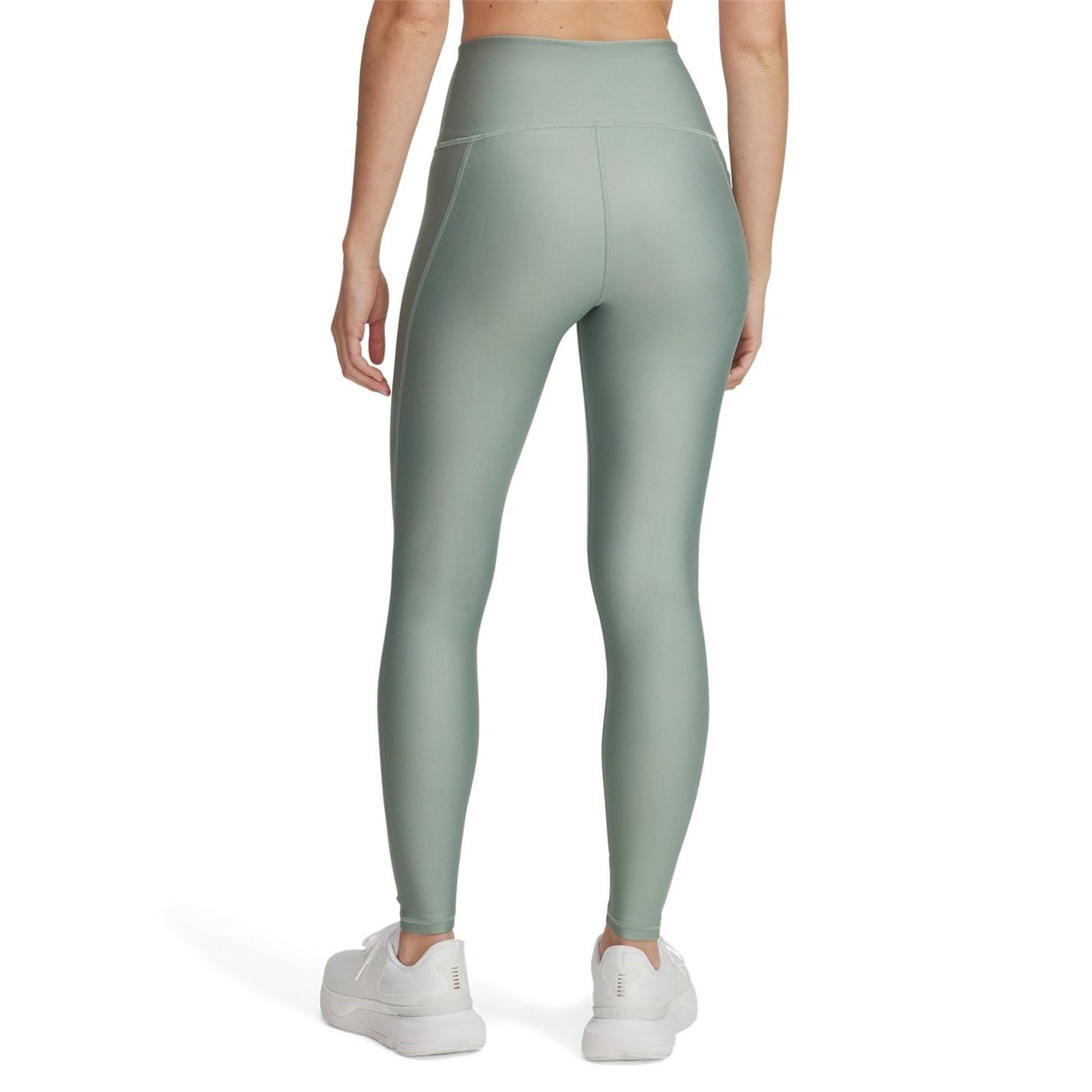 Under Armour Womens HeatGear Armour High Waisted Pocketed No-Slip Leggings, (348) Silica Green / / White, Small Tall