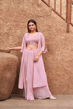 Womanista WomenS Georgette Solid Straight Embroidered Kurta Set (Kurtaset_1385_Pink