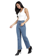 Kotty WomenS High Rise Flared Fit Cotton Lycra Jeans Blue