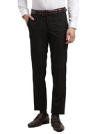 Turtle Men Polyviscose Slim Fit Black Solid Formal Trouser
