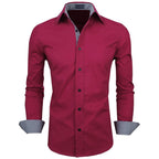 Zombom MenS Solid Cotton Blend Regular Fit Full Sleeve Collared Neck Casual Shirt For Men Burgundy