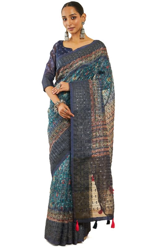 Soch Women Pochampally Saree with Sequins