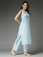 Stylum WomenS Solid Cotton Blend Straight Kurta Pant Set