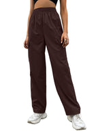 Leriya Fashion WomenS Parachute Cargo Pants  High Waist Flared Korean Trousers With Pockets | Trendy Casual Wear For Daily & Tra