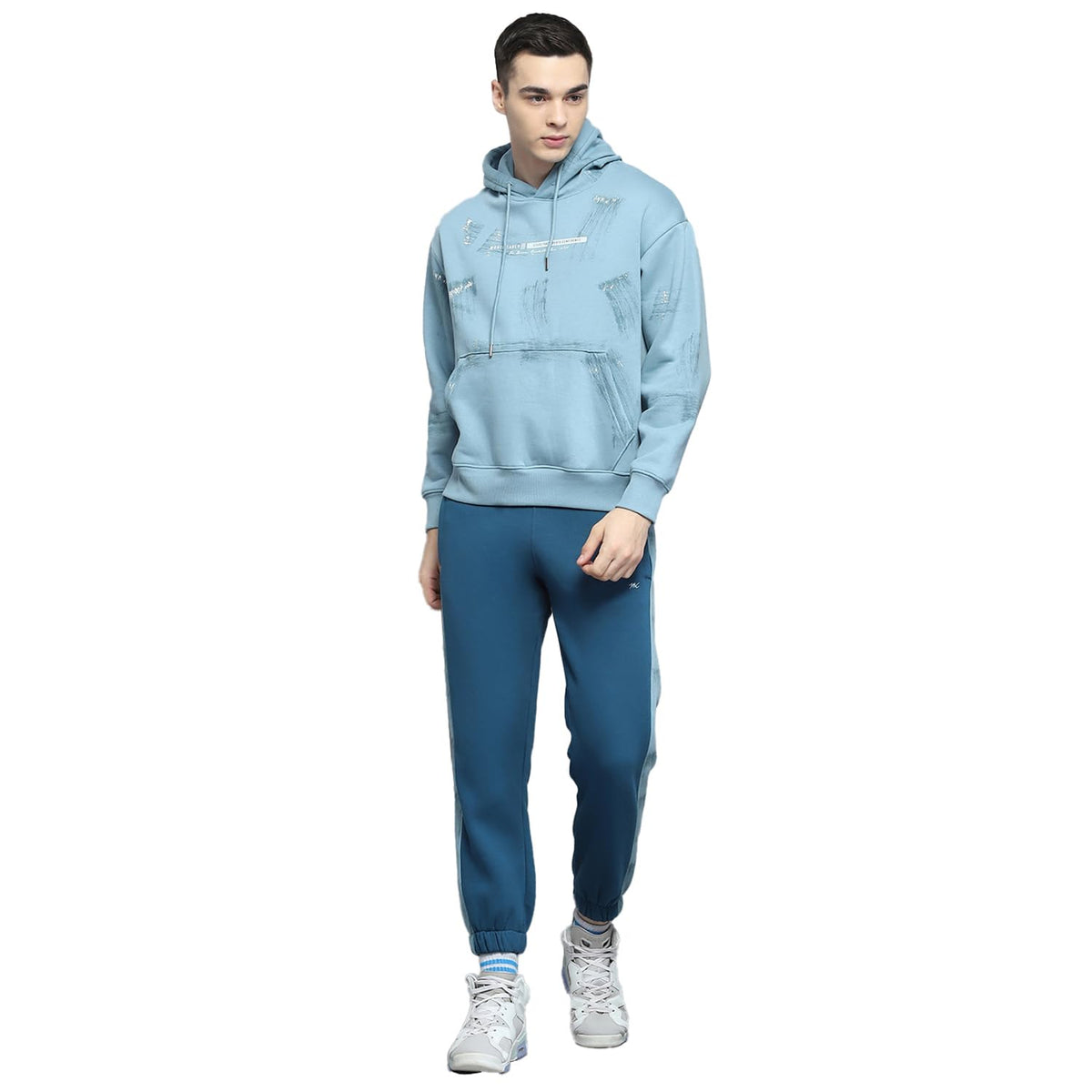 Monte Carlo Mens Printed Blue Teal Hooded Neck Full Sleeve Tracksuit 2240665342