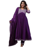 ANNI DESIGNER Women s Kurta with Trousers and Dupatta, Begani, Medium