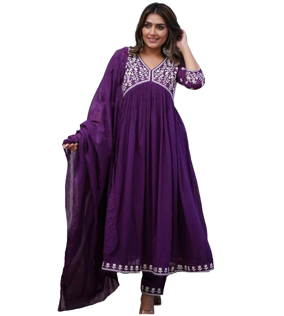 ANNI DESIGNER Women s Kurta with Trousers and Dupatta, Begani, Medium
