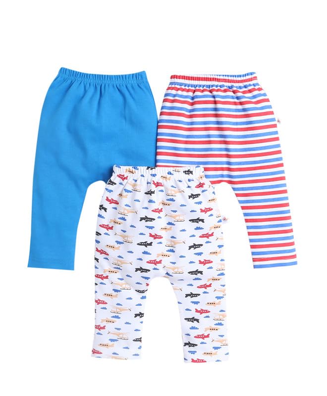 BUMZEE Royal Blue & White Baby Boys Diaper Pants/Leggings/Pyjamas Pack of 3 Age - New Born (Peb9447A-rbl.wht)
