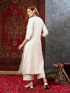 ANNI DESIGNER Womens Cotton Blend Straight Printed Kurta with Pant (Nenisha Cream-JL_XL_Cream_X-Large)