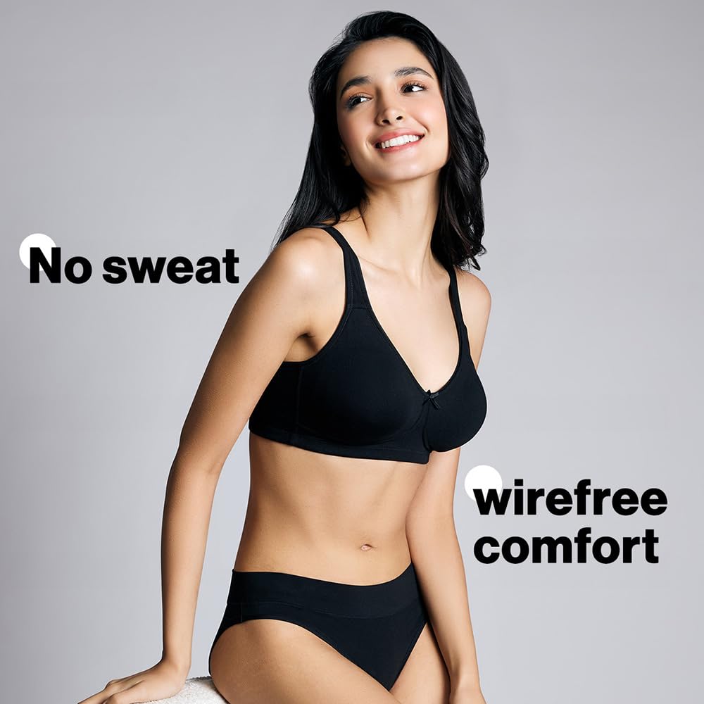 Nykd (Nyb105 Cotton Non Padded & Non Wired Everyday Bra For Women | Full Coverage Bra With No Sweat & Breast Separating Feature