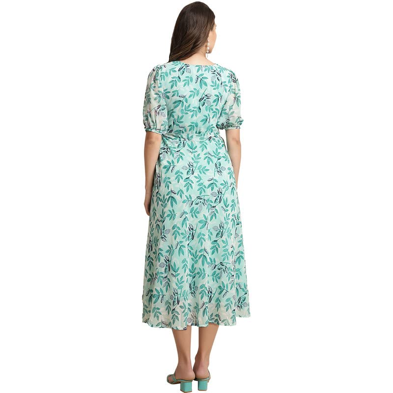 Preneum WomenS Maxi Fit & Flare Print Georgette Regular Sleeves Casual |Summer |Latest Style |Festival & Occasion Maxi Gown(Max