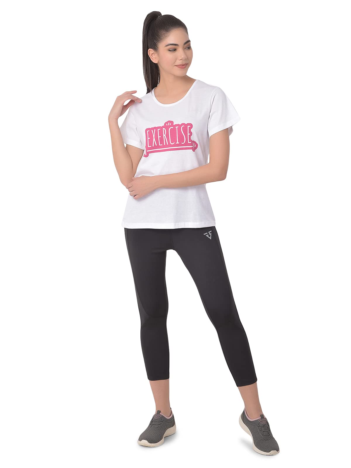 Clovia Womens Cotton Comfort Fit Activewear Sports T-Shirt (AT0138A18_White_XL)