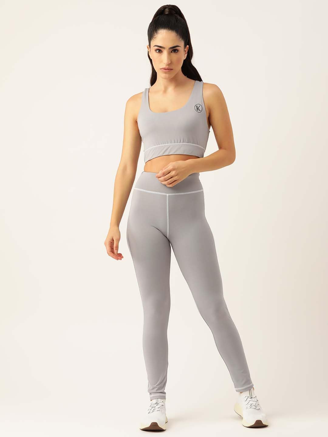 Kotty Womens High Waist Gym Wear Tracksuit Light Grey