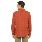 Turtle Men Orange Cotton Printed Slim Fit Shirts
