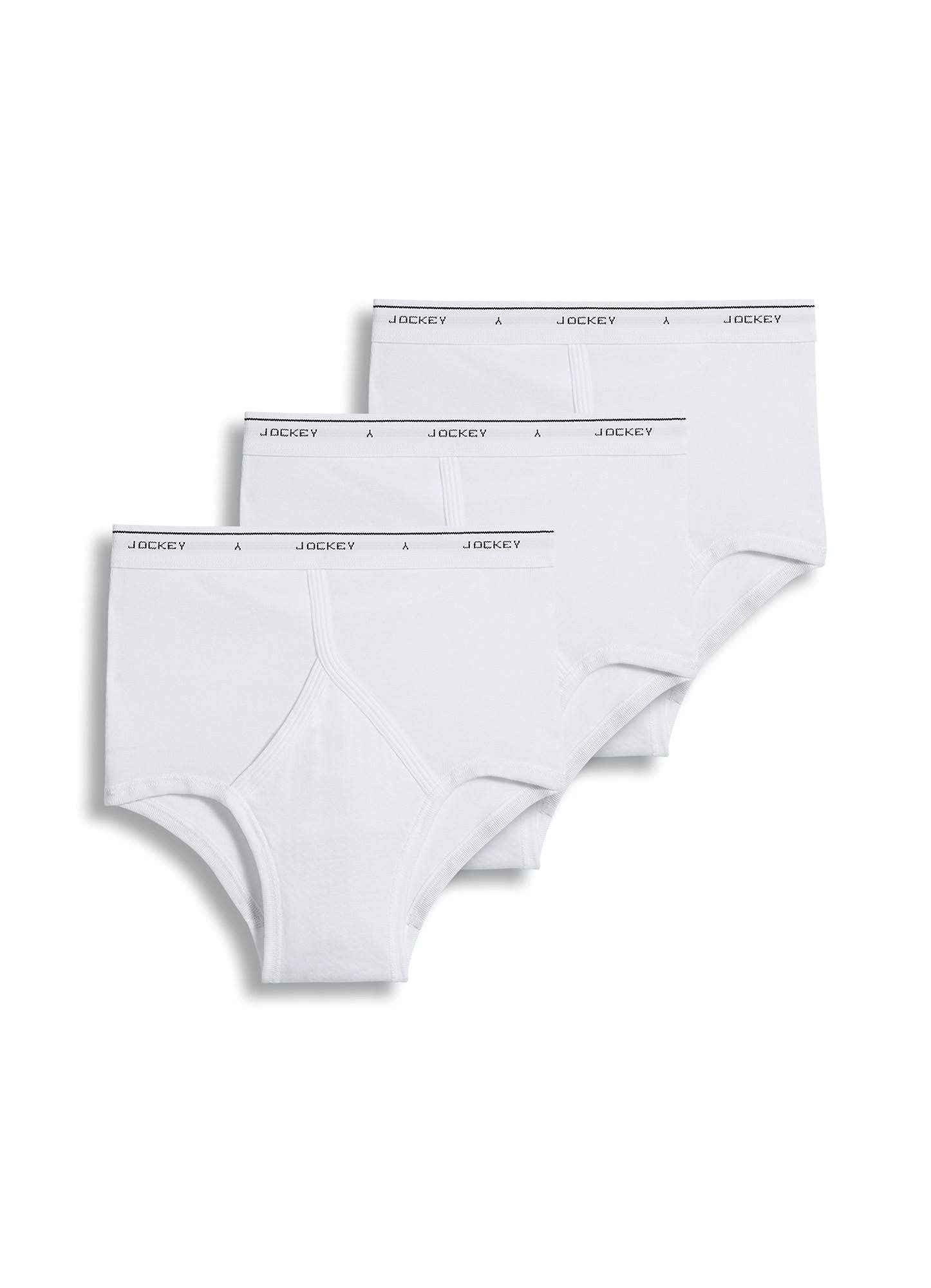 Jockey Mens Underwear classic Full Rise Brief - 3 Pack, White, 44