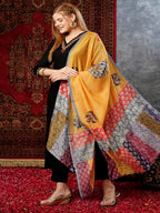 ANNI DESIGNER Womens Cotton Blend Embroidered Straight Kurta with Pant & Dupatta (Fronx Black-JL_3XL_Black_XXX-Large)
