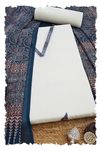 Soch Women Cotton Floral Print Unstitch Dress Material with Sequins